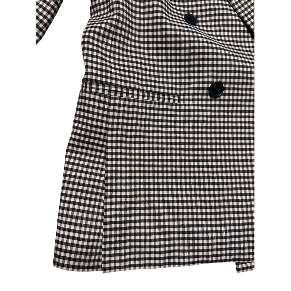 NWOT Rebecca Taylor Gingham Double Breasted Linen Blend Blazer Brown/Cream Sz 10 - Picture 6 of 10
